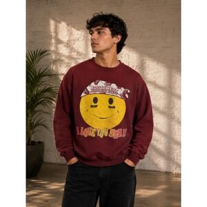 Vintage Southwest Missouri State I Love You Man Smiley Face Sweatshirt XL Maroon